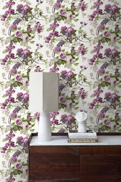 Origin Wallcoverings Tapete Paradiesvögel Lila - 53 cm x 10.05 m - 326152