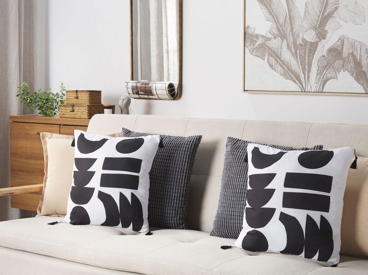 Dekokissen 2er Set LIRIOPE 45 x 45 cm Schwarz / Weiß Geometrisches Muster