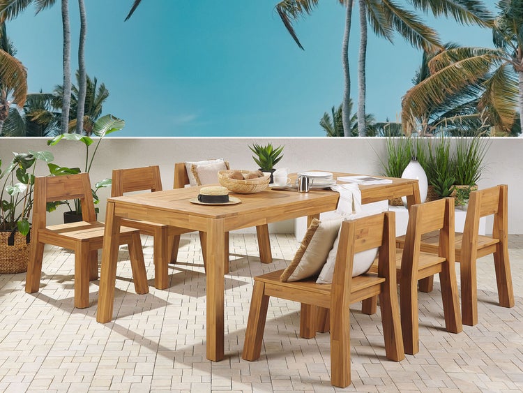 Gartenmöbel Set 6-Sitzer LIVORNO Akazienholz Braun