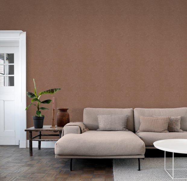 ESTAhome Tapete 3d Wellenförmige Linien Terrakottarosa - 50 x 900 cm - 131370