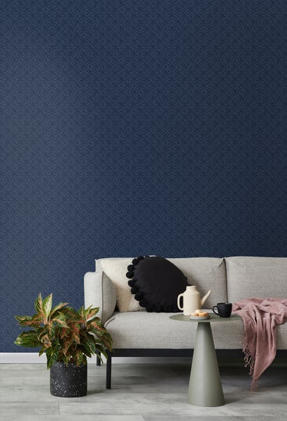 Walls4You Tapete ethnische Motive Dunkelblau - 53 cm x 10,05 m - 935334