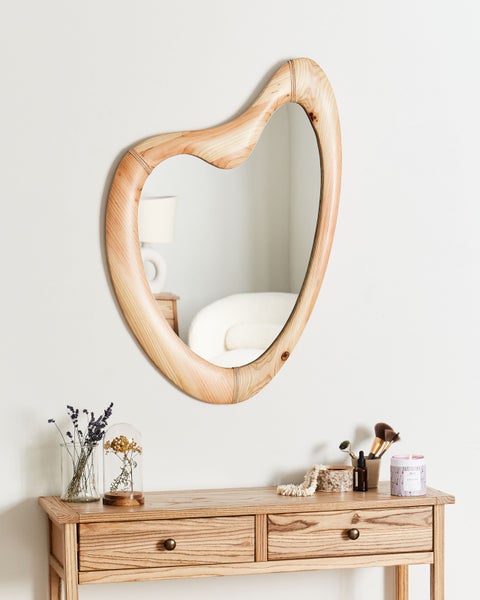 Wandspiegel NEURE 90 cm 77 cm Holz Naturfarben