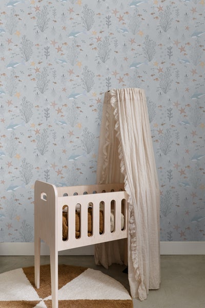 ESTAhome Tapete Unterwasserwelt Graublau - 50 x 900 cm - 130929