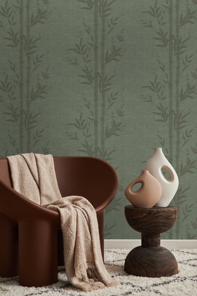 Origin Wallcoverings Tapete Bambusmuster Graugrün - 50 x 900 cm - 347928