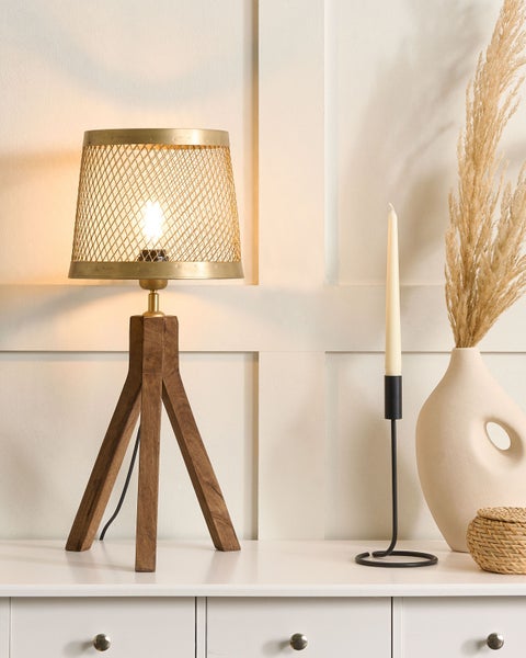 Tischleuchte BEKI Mango Holz Braun