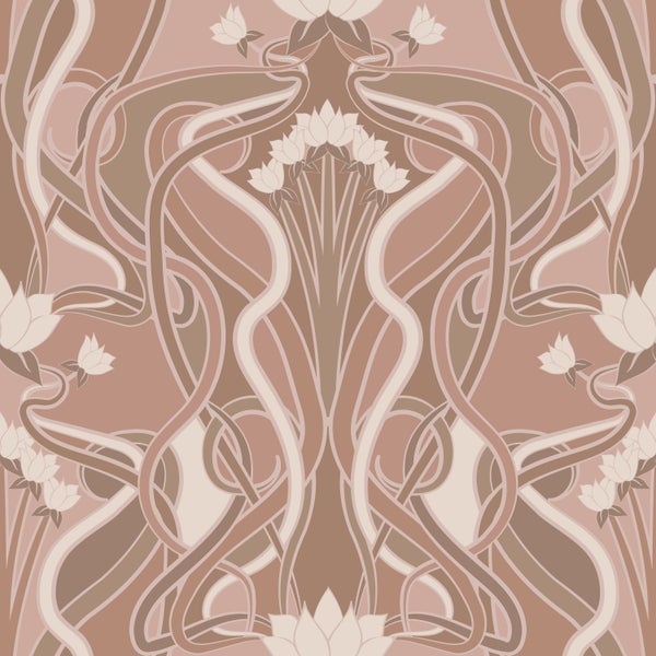 ESTAhome Tapete Blumenmuster im Jugendstil Altrosa - 50 x 900 cm - 139895