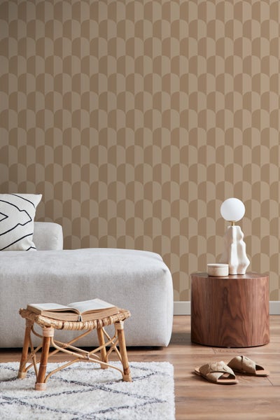 ESTAhome Tapete Art Decó Muster Beigebraun - 50 x 900 cm - 131233
