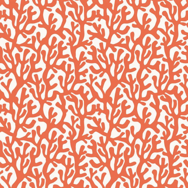 ESTAhome Tapete Koralle Orange und Weiß - 50 x 900 cm - 131013