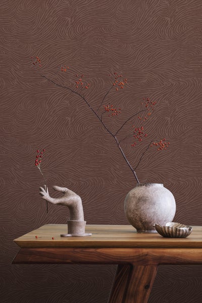 ESTAhome Tapete 3d Wellenförmige Linien mauve-violett - 50 x 900 cm - 131369