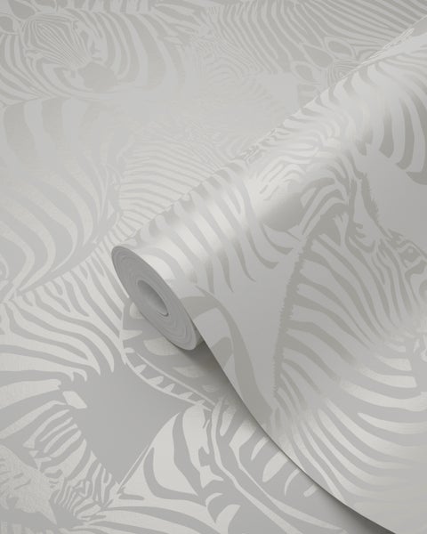 Origin Wallcoverings Tapete Zebras Silber - 53 cm x 10.05 m - 346836