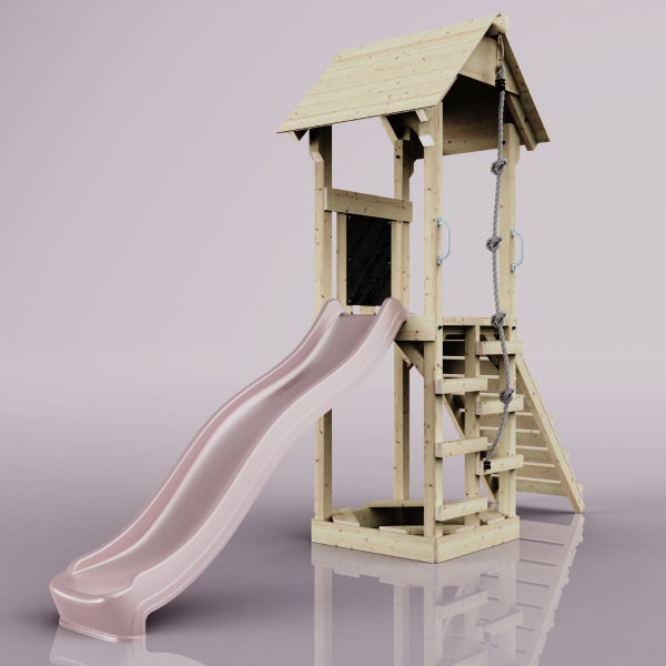 PolarPlay Spielturm Lillehammer aus Holz in Rosa,