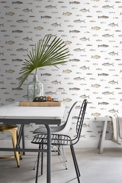 ESTAhome Tapete Fische Grau - 50 x 900 cm - 139364