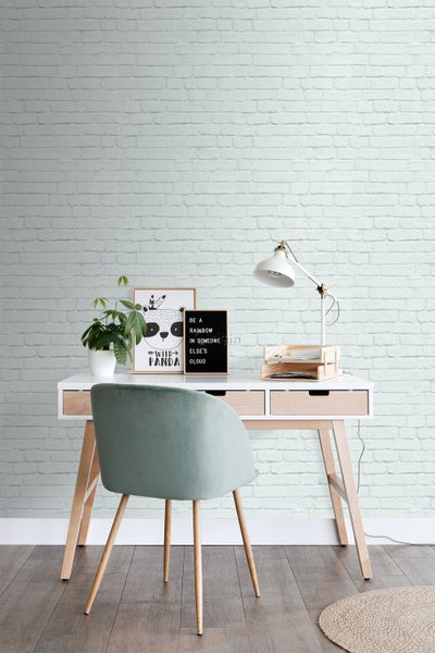 Origin Wallcoverings Tapete Stein-Optik Pastell Mintgrün - 53 cm x 10.05 m - 347487