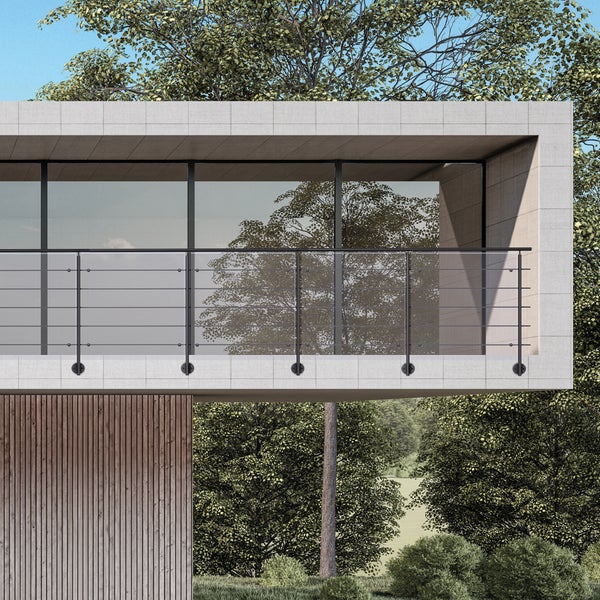 PRESTIO – Geländerset 2m montagefertig aus Aluminium - Seitliche Befestigung , Farbe Vollschwarz
