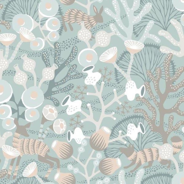 Borastapeter Tapete Koralle Graublau - 53 cm x 10.05 m - 660791