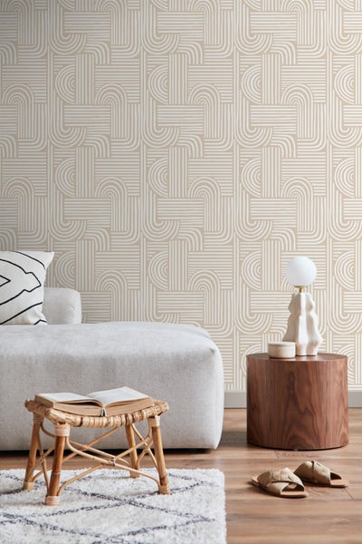 ESTAhome Tapete 3D-Muster Sandbeige - 53 cm x 10.05 m - 139935