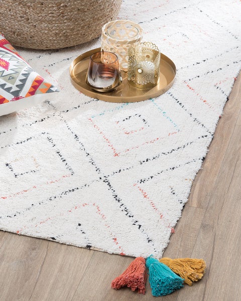Teppich KARTAL Weiß 80 x 150 cm Baumwolle