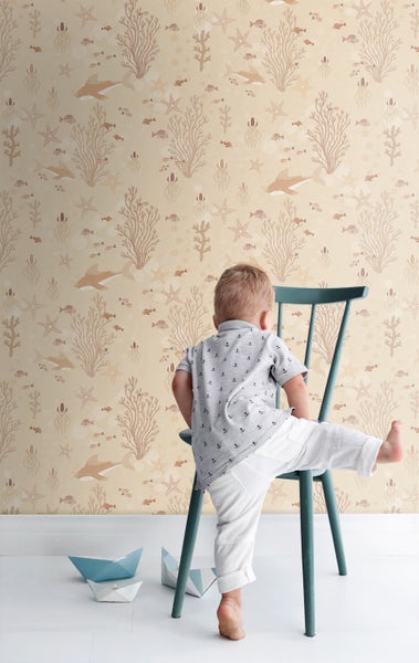 ESTAhome Tapete Unterwasserwelt Beige - 50 x 900 cm - 130930