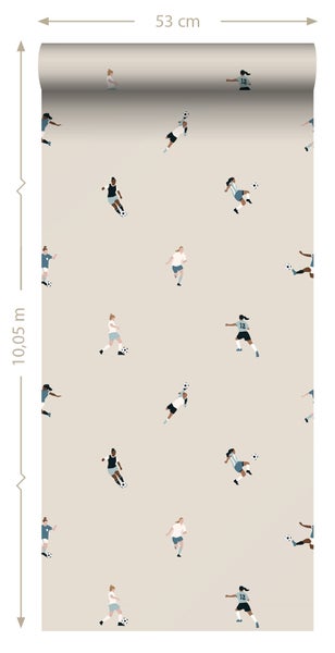 ESTAhome Tapete Fußballspielerinnen Beige - 50 x 900 cm - 131282