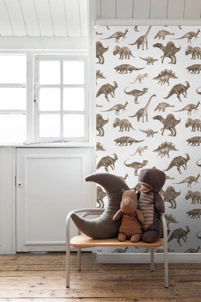 ESTAhome Tapete Dinosaurier Beigebraun - 50 x 900 cm - 131202