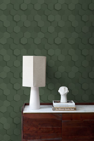Origin Wallcoverings Tapete 3D Wabenmuster Dunkelgrün - 53 cm x 10.05 m - 347852