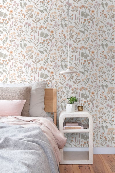 Sanders und Sanders Tapete Feldblumen Helllila, Terrakotta, Gelb und Grün - 50 x 900 cm - 935383