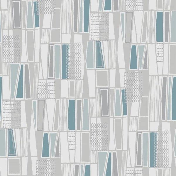 Borastapeter Tapete geometrisches Motiv Grau und Türkis - 53 cm x 10.05 m - 660036