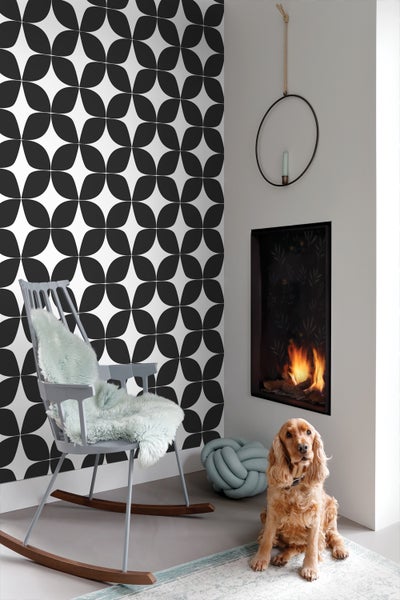 ESTAhome Tapete grafisches Motiv Schwarz-Weiß - 53 cm x 10.05 m - 139101