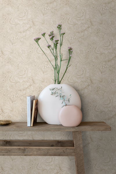 ESTAhome Tapete Blumenmuster Beige - 53 cm x 10.05 m - 139795