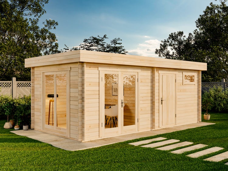 Alpholz Gartenhaus Vönix-40 ISO Gartenhaus aus Holz, Holzhaus mit 40 mm Wandstärke, Blockbohlenhaus mit Montagematerial, Naturbelassen