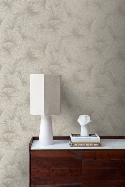 Origin Wallcoverings Tapete 3D Muster Blätter Taupe - 53 cm x 10.05 m - 348007