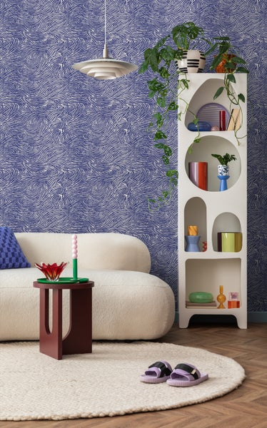 ESTAhome Tapete 3d Wellenförmige Linien Dunkelblau - 50 x 900 cm - 131581