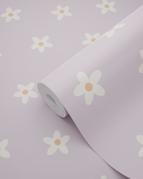 ESTAhome Tapete Gänseblümchen Violett - 53 cm x 10.05 m - 131114