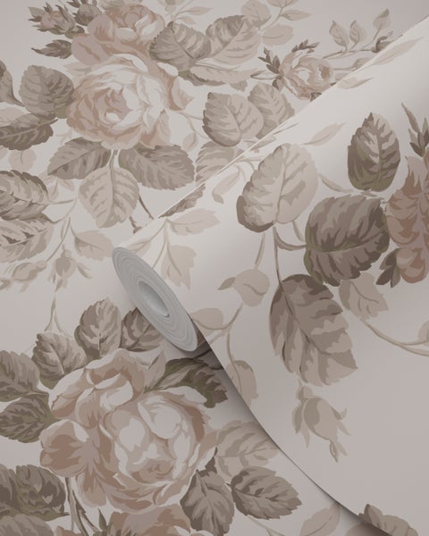 ESTAhome Tapete Blumenmuster Altrosa - 50 x 900 cm - 139404