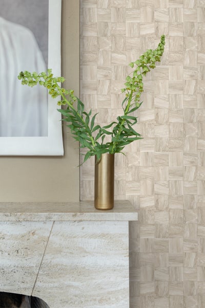 Origin Wallcoverings Tapete quadratische Holzstücke Hellbeige - 50 x 900 cm - 347929