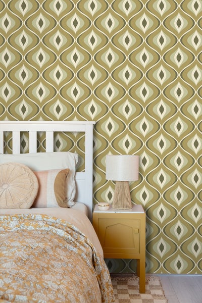 ESTAhome Tapete Retro-Ornamente Graugrün - 50 x 900 cm - 130987