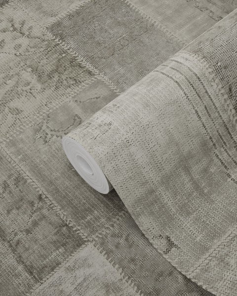 ESTAhome Tapete Kelim-Patchwork Taupe - 53 cm x 10.05 m - 148331