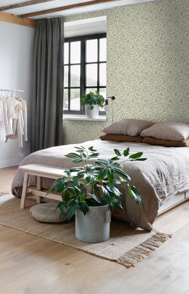 ESTAhome Tapete Blumenmuster Grün - 50 x 900 cm - 131512