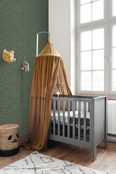 ESTAhome Tapete Punkte Graugrün und Schwarz - 53 cm x 10.05 m - 139258