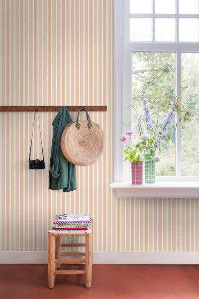 ESTAhome Tapete Streifen Beige, Terrakotta und mauve-violett - 50 x 900 cm - 131505