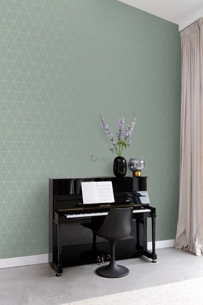 Origin Wallcoverings Tapete grafische Dreiecke Graugrün - 0,53 x 10,05 m - 347714