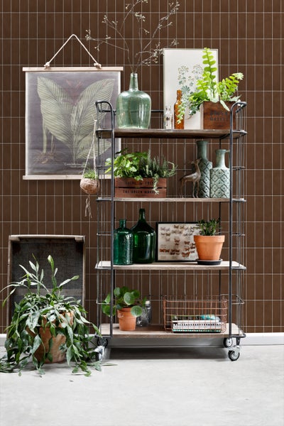 ESTAhome Tapete Fliesenmuster Dunkelbraun - 50 x 900 cm - 131533