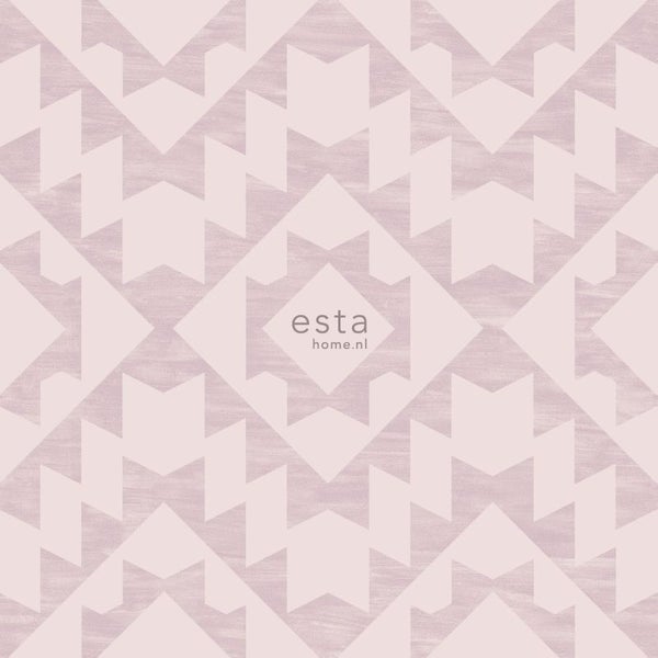 ESTAhome Tapete Marrakescher Aztec-Teppich Violettrosa - 53 cm x 10.05 m - 148676