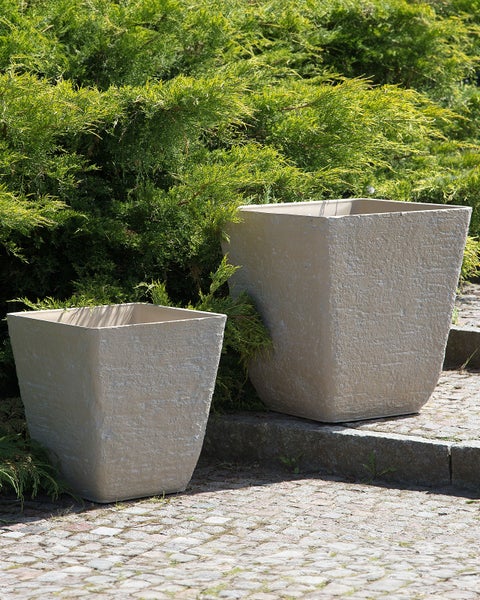 Set mit 2 Blumentöpfen DELOS Stein 49 cm Beige