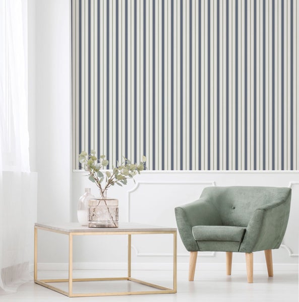 Sanders und Sanders Tapete Streifen Dunkelblau und Grau - 53 cm x 10.05 m - 640698