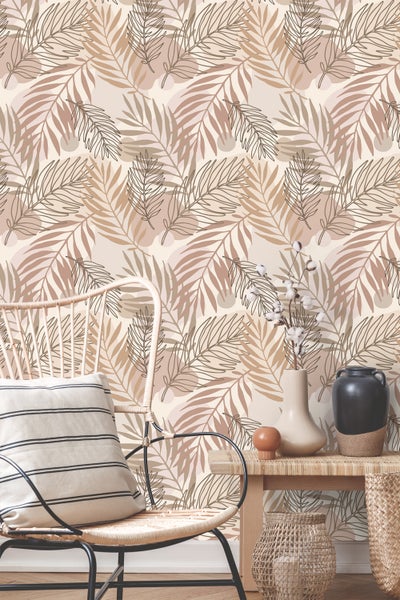 ESTAhome Tapete Blätter Beige - 50 x 900 cm - 139819