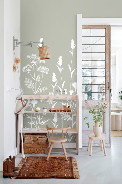 ESTAhome Fototapete Feldblumen Mintgrün - 150 x 279 cm - 159214