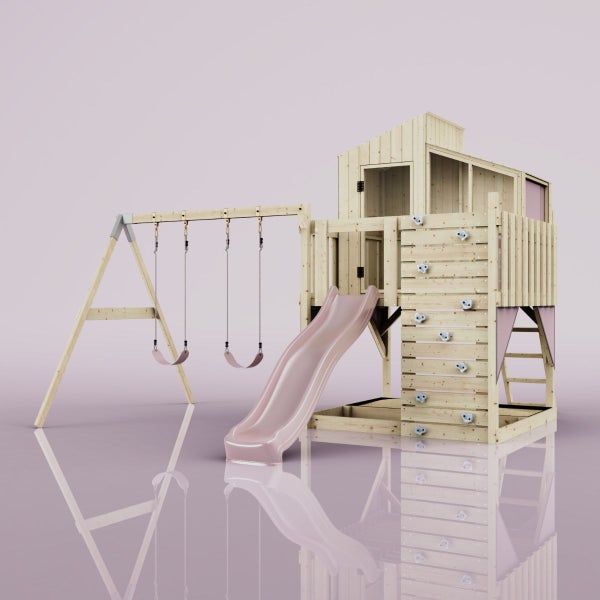 PolarPlay Spielturm Bosse aus Holz in Rosa,