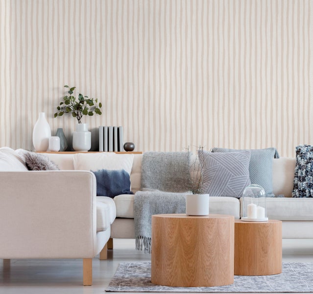 Sanders und Sanders Tapete Streifen Crème-Beige - 53 cm x 10 m - 640548