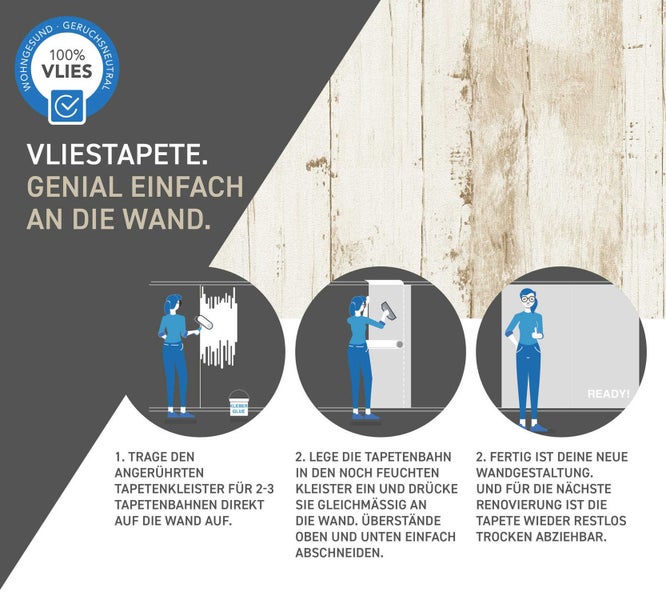 Nahaufnahme einer Tapete in Holzoptik